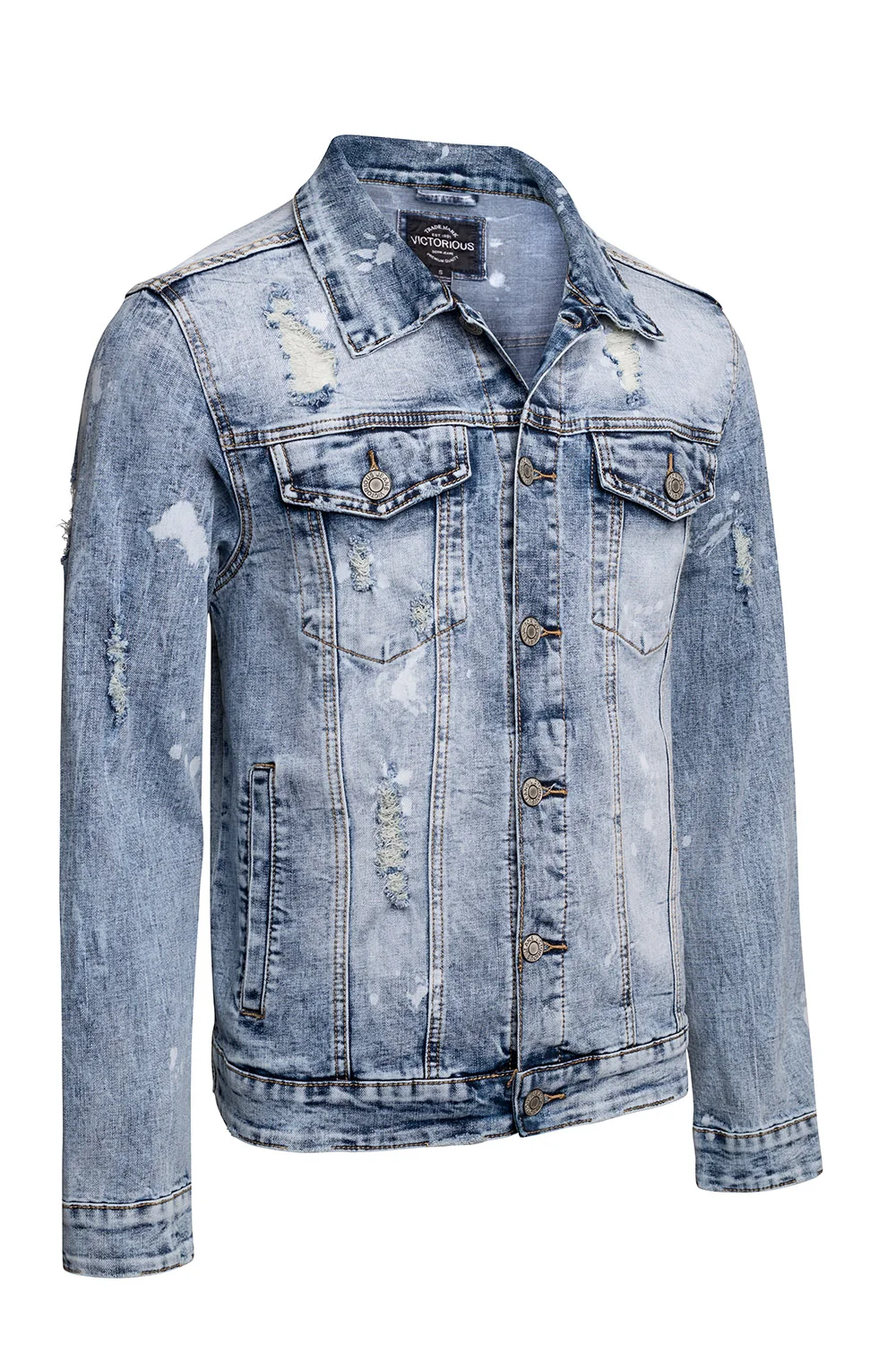 Acid Bleached Distressed Denim Jacket - Image 8
