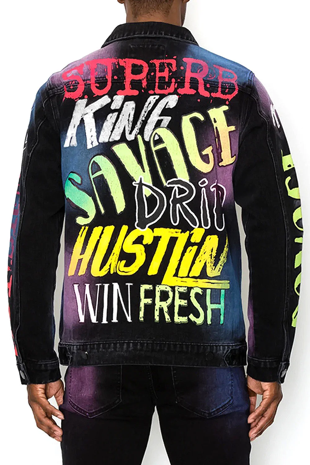 Air Brushed Graffiti Denim Jacket - Image 3