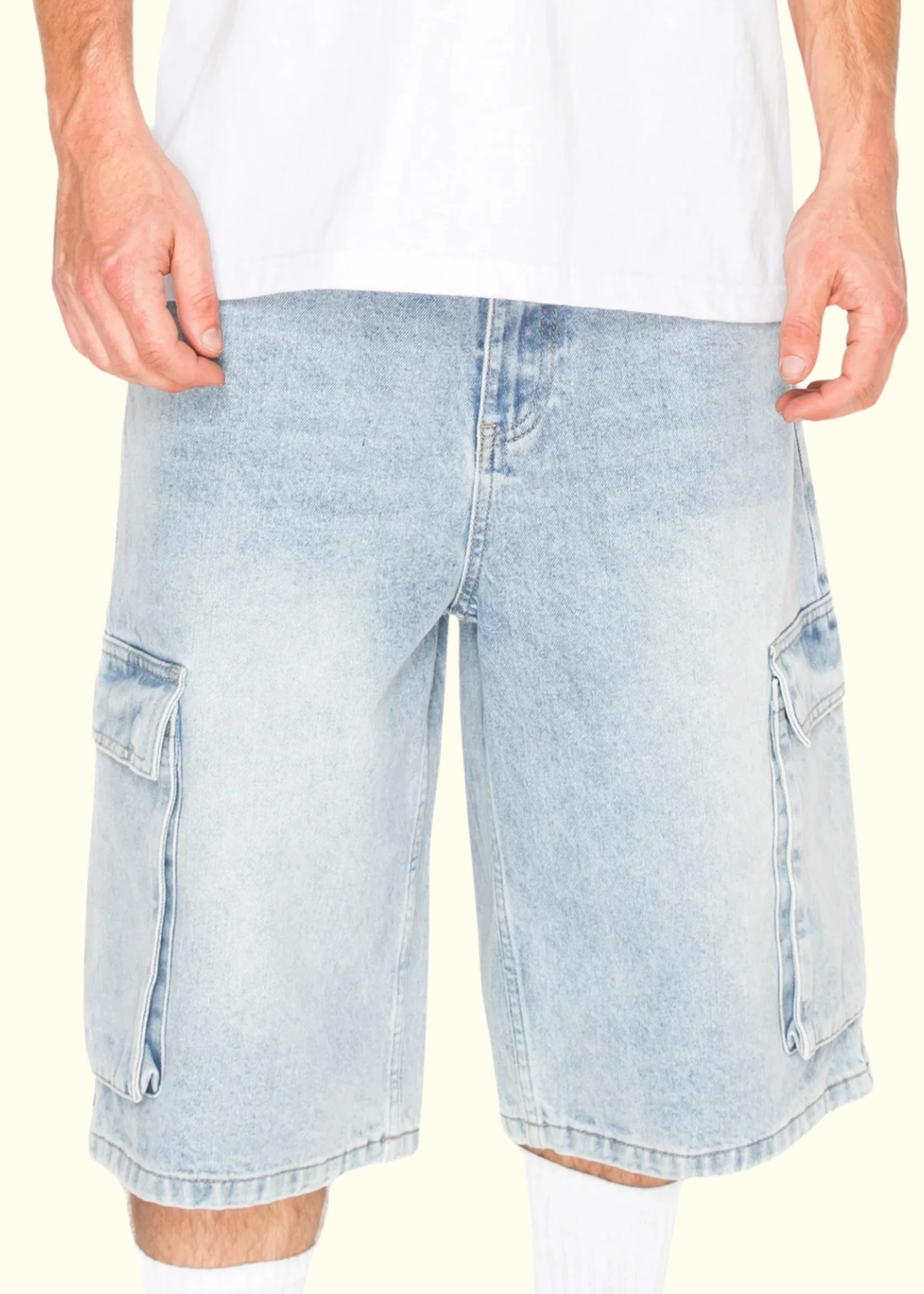 Baggy Fit Cargo Denim Shorts - Image 9