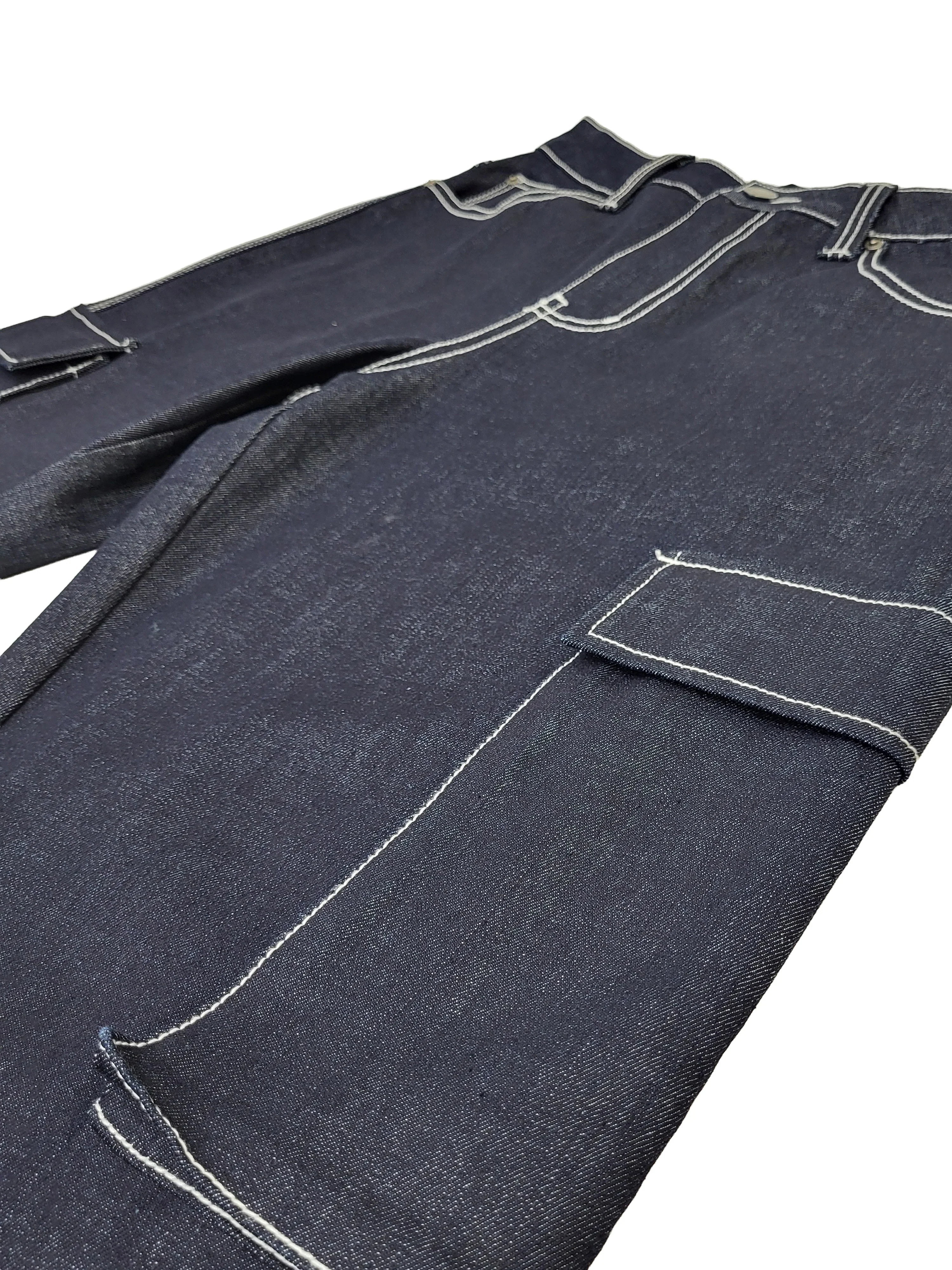 Baggy Fit Raw Denim Cargo Jeans - Image 10