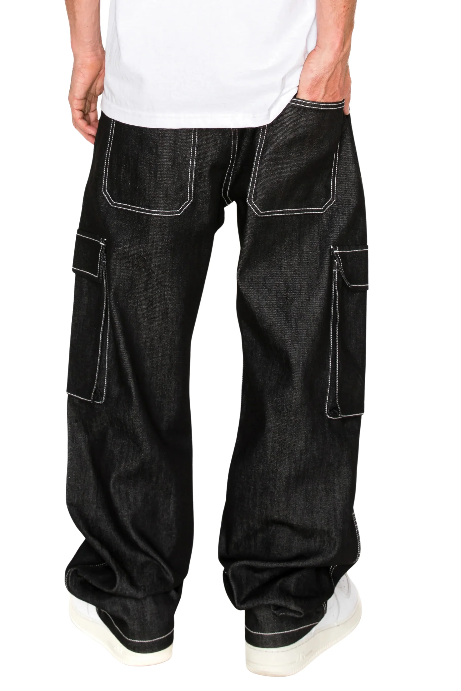 Baggy Fit Raw Denim Cargo Jeans - Image 15