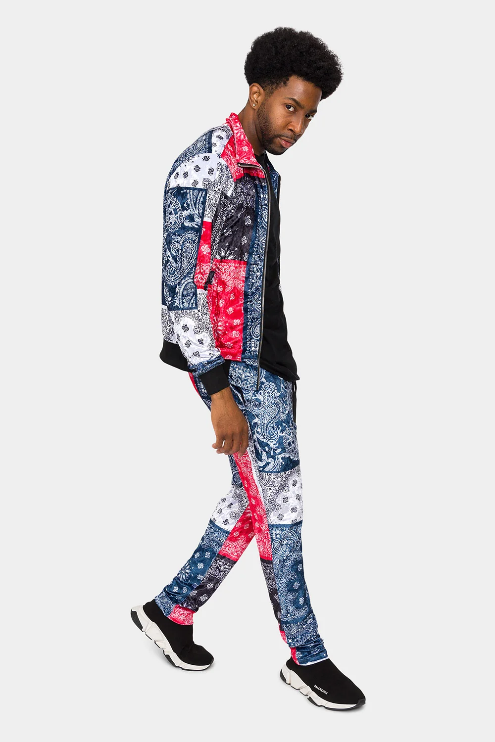 Bandana Paisley Velvet Velour Track Suit - Image 4