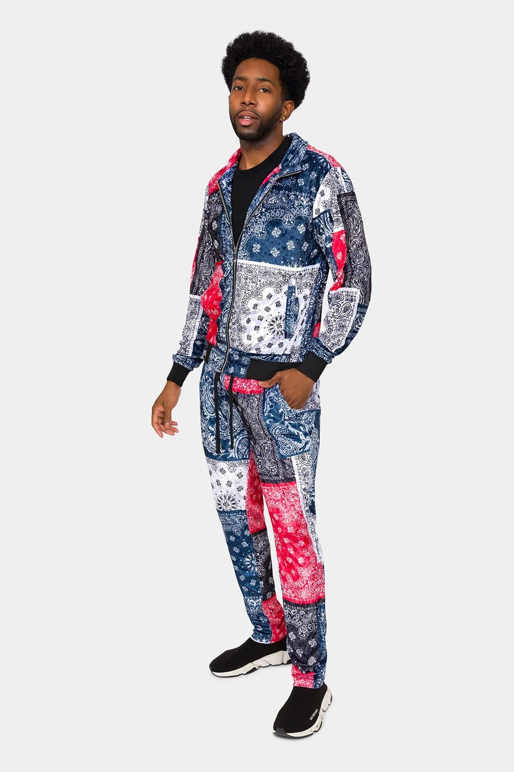 Bandana Paisley Velvet Velour Track Suit - Image 7
