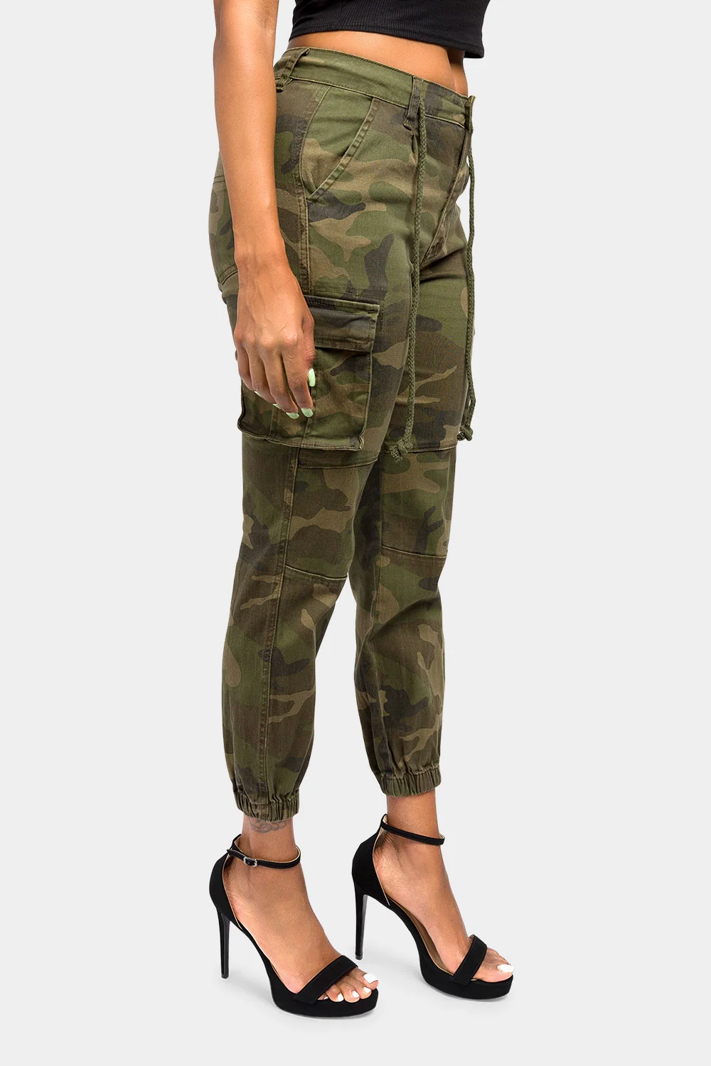 Women's Essential Basic Cropped Colored Cargo Joggers - Image 39