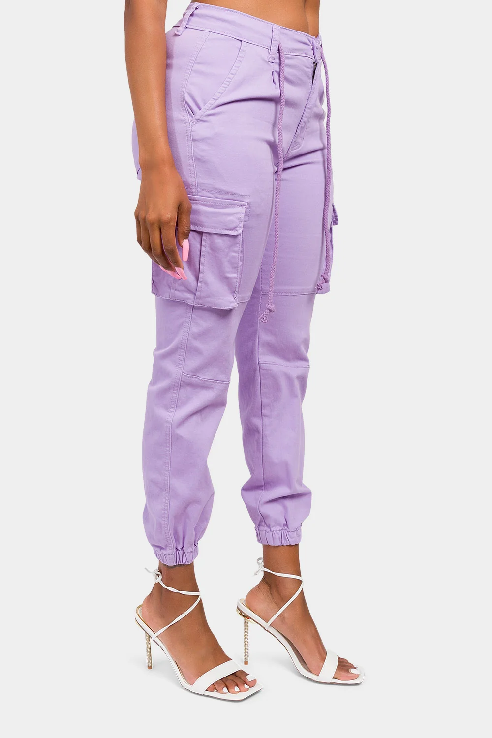 Women's Essential Basic Cropped Colored Cargo Joggers - Image 44