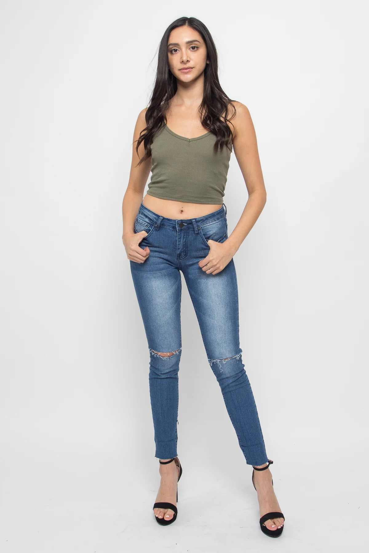 Basic Cropped V-Neck Cami Top - Image 33