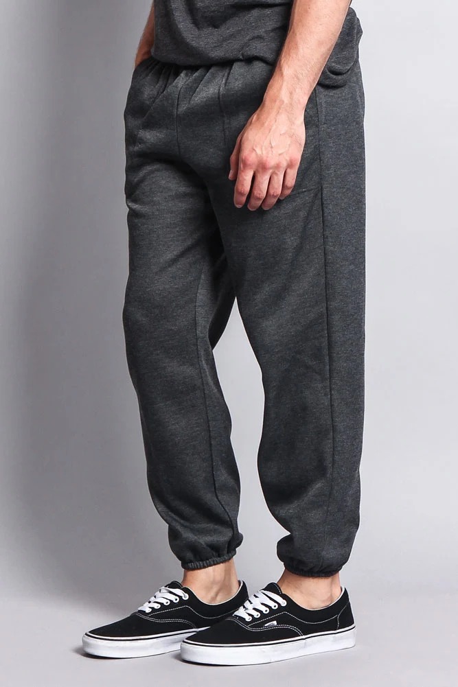 Basic Solid Color Fleece Sweatpants - Image 19