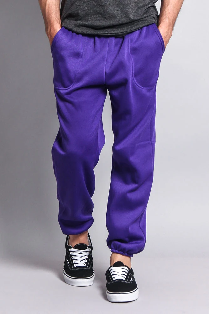 Basic Solid Color Fleece Sweatpants - Image 60