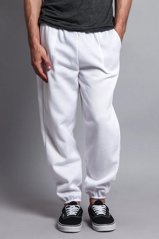 Basic Solid Color Fleece Sweatpants - Image 66