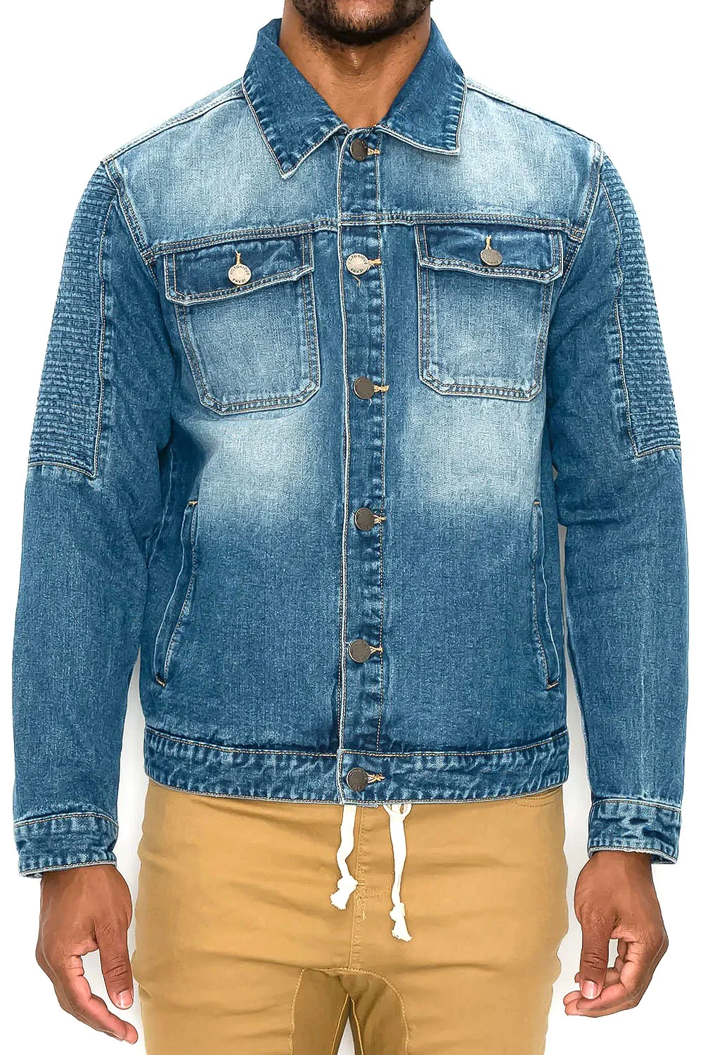 Biker Washed Denim Jacket - Image 5