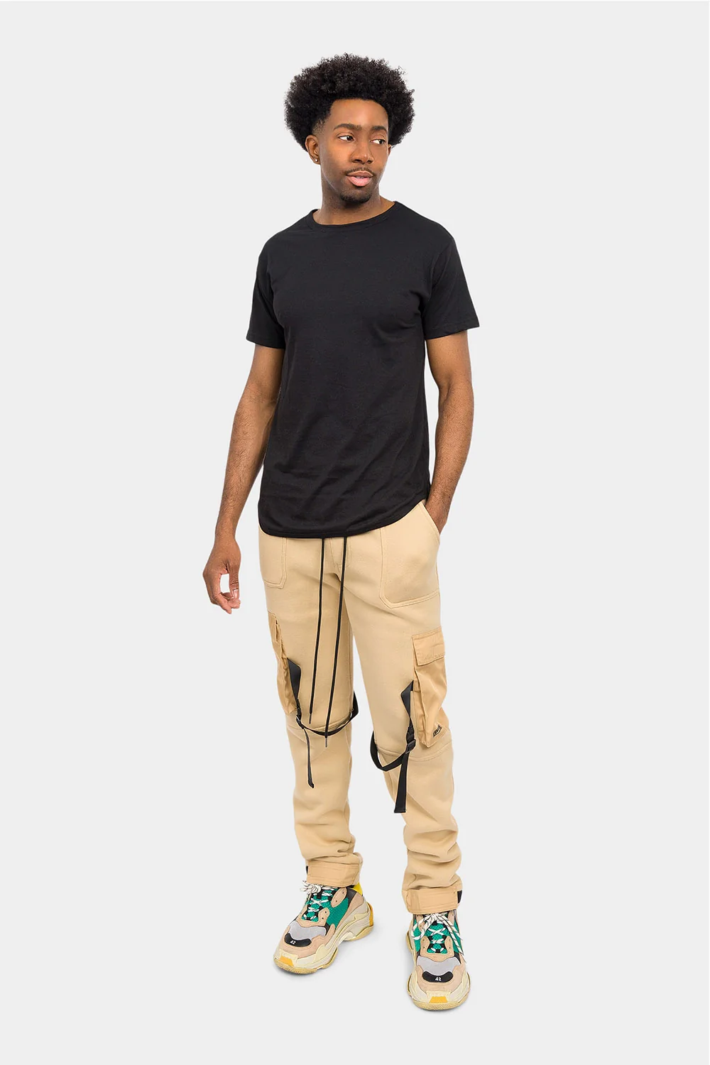 Adjustable Buckle Strap Cargo Sweatpants - Image 10