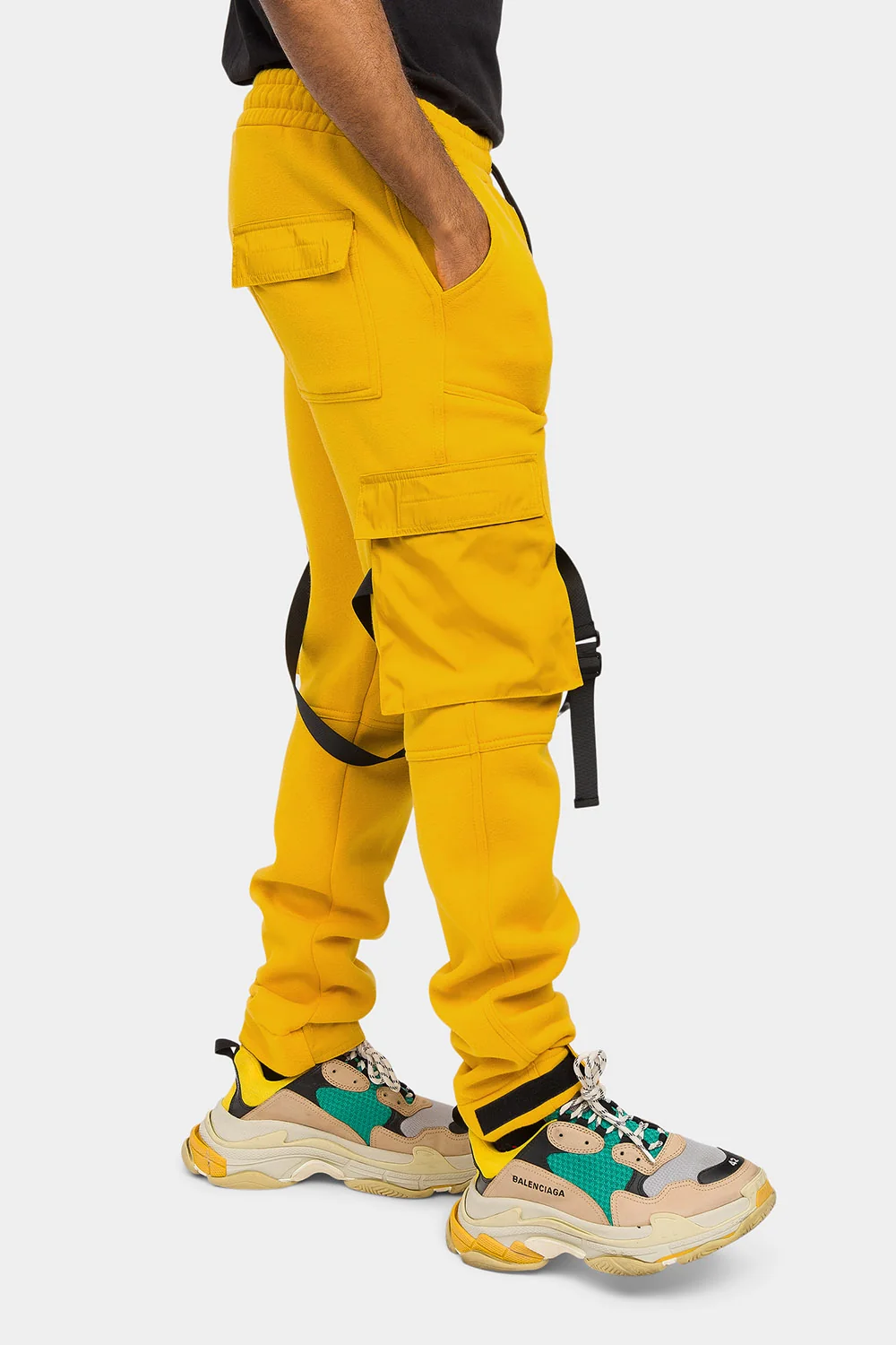 Adjustable Buckle Strap Cargo Sweatpants - Image 5