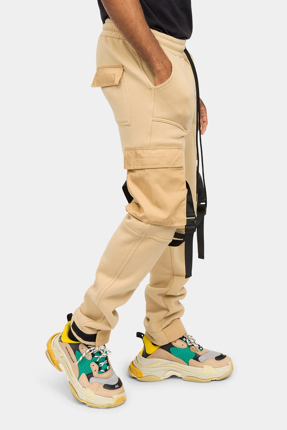 Adjustable Buckle Strap Cargo Sweatpants - Image 9
