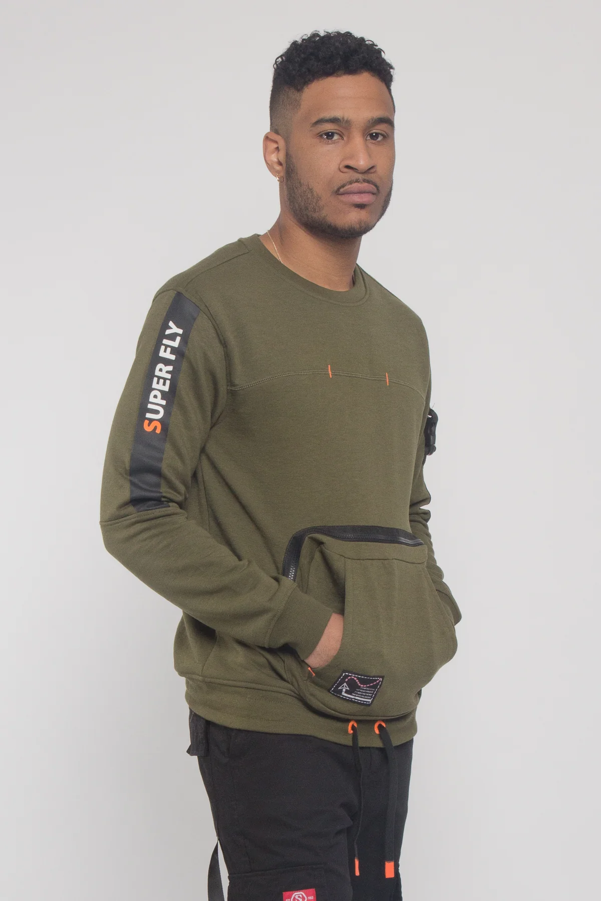 Buckled Front Pocket Pullover Crewneck - Image 22