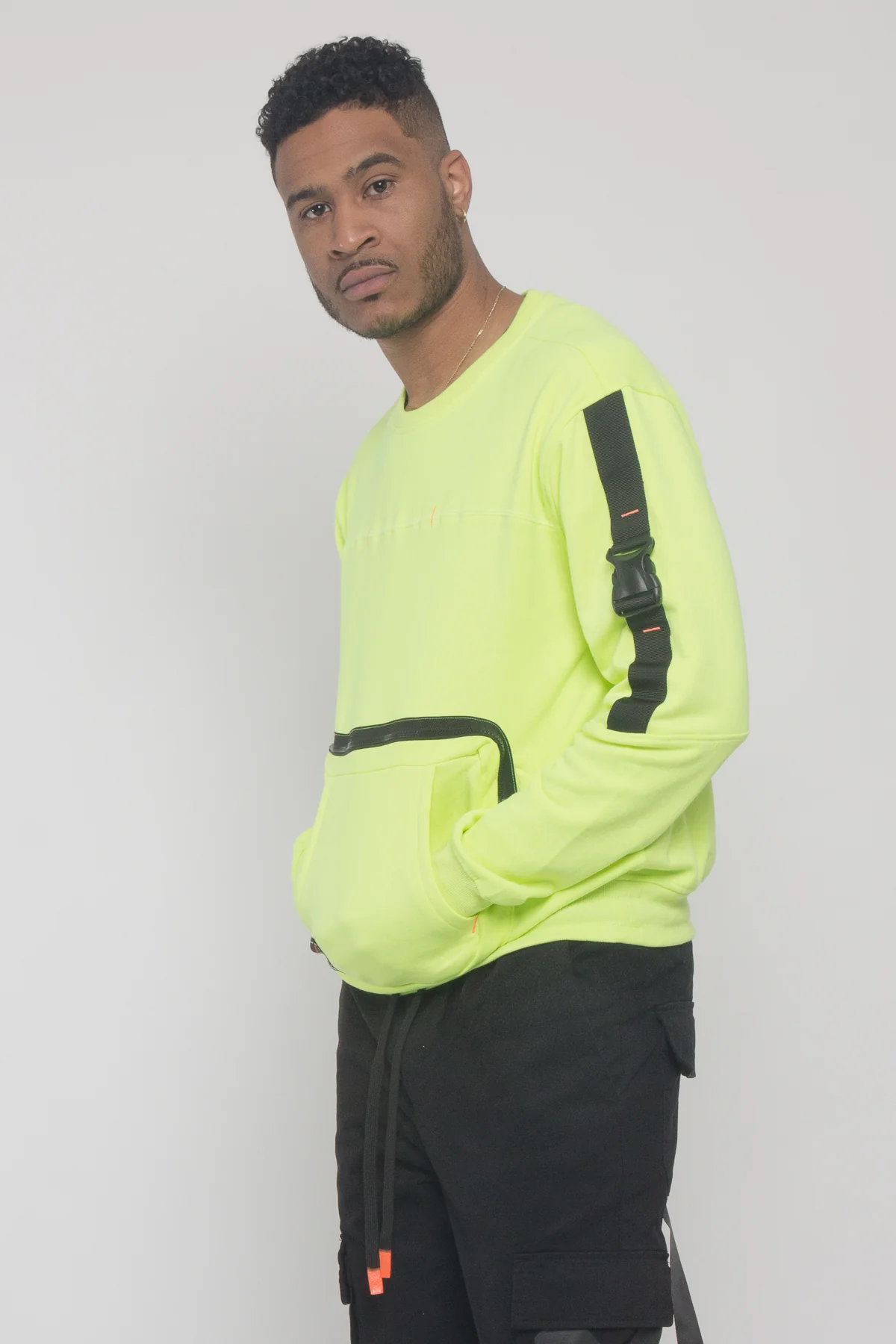 Buckled Front Pocket Pullover Crewneck - Image 8