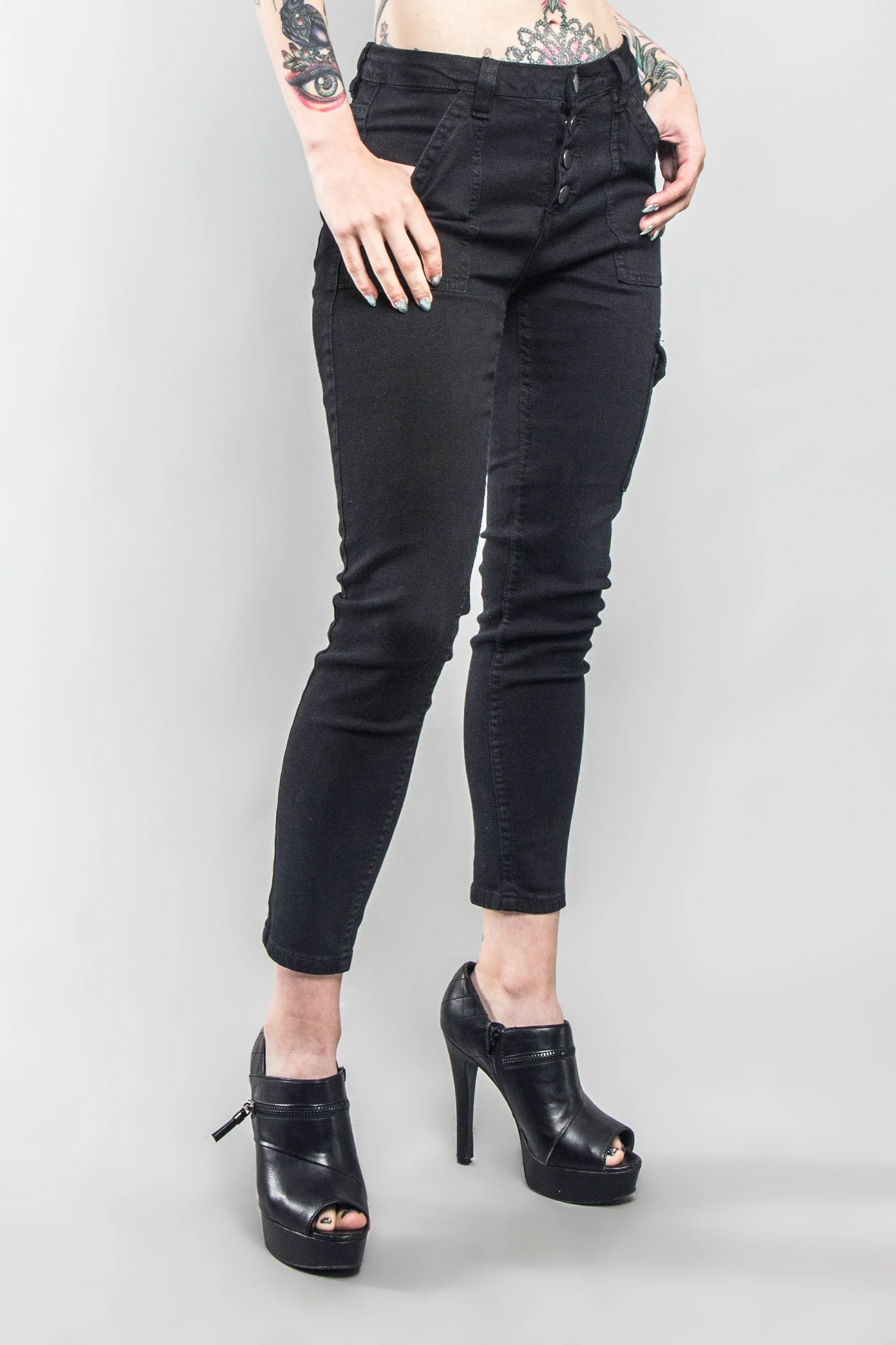 Buttoned Skinny Cargo Pants - Image 4