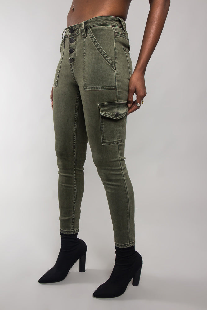 Buttoned Skinny Cargo Pants - Image 8