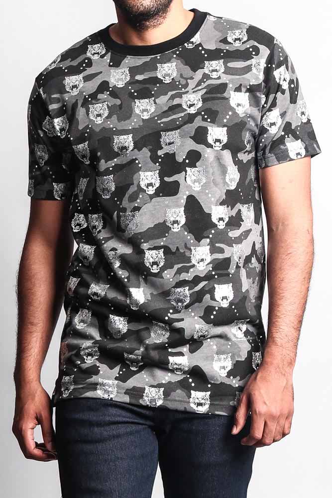 Camo Foil Tiger Head T-Shirt - Image 10
