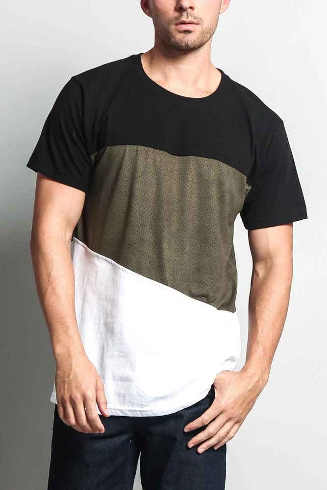 Colorblock Poly Suede Mesh T-Shirt - Image 21