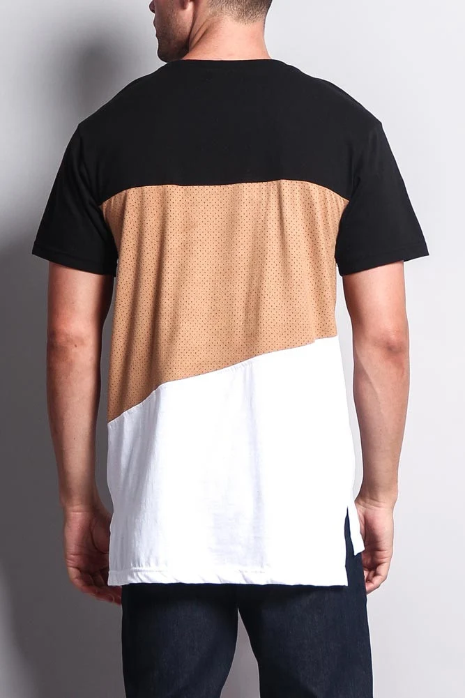 Colorblock Poly Suede Mesh T-Shirt - Image 29
