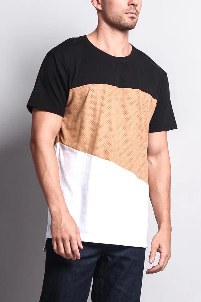 Colorblock Poly Suede Mesh T-Shirt - Image 30