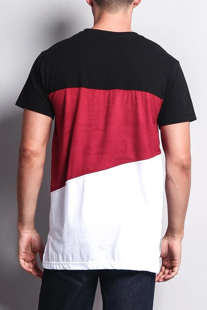 Colorblock Poly Suede Mesh T-Shirt - Image 4