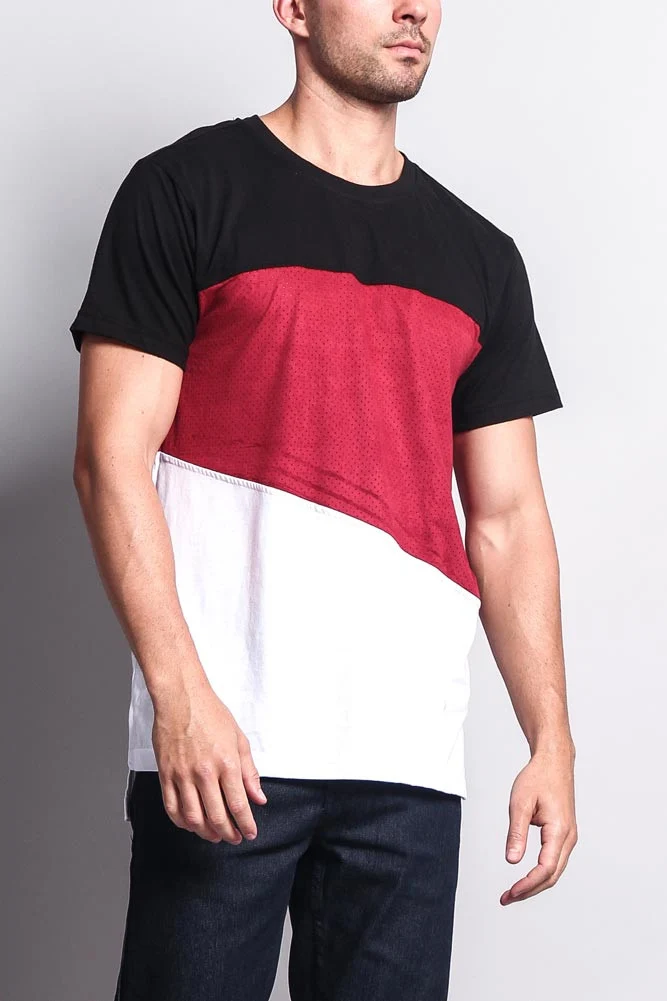 Colorblock Poly Suede Mesh T-Shirt - Image 5