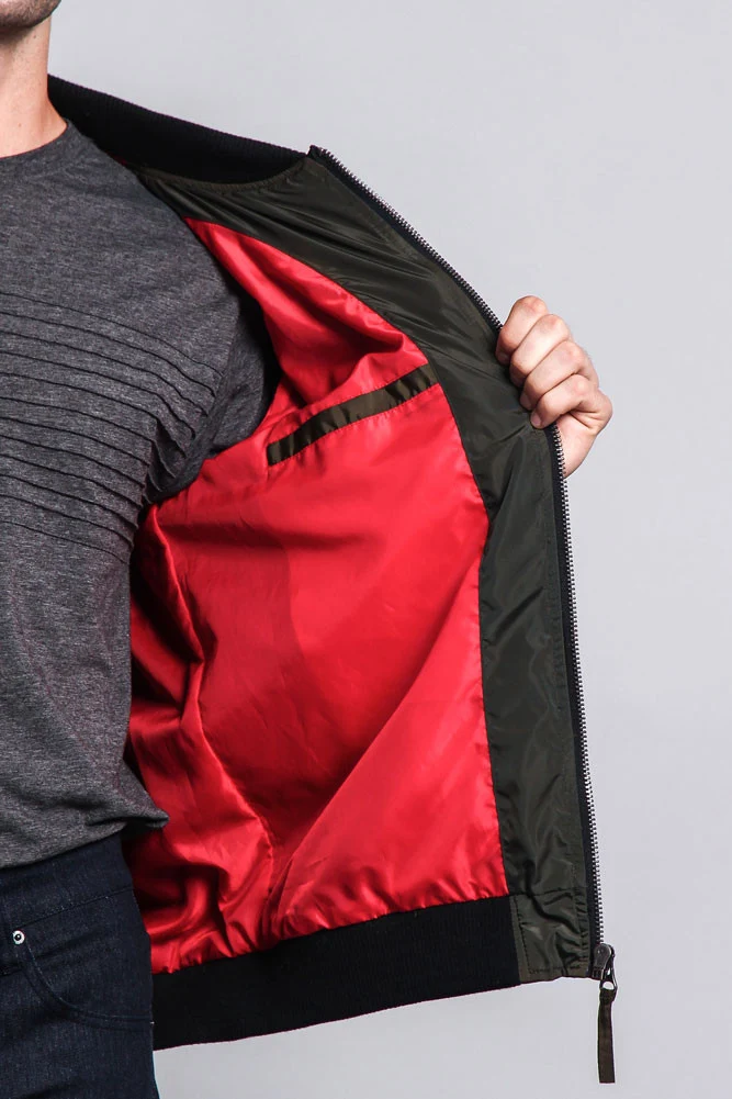 Contrast Lightweight Bomber Flight Jacket - Image 41