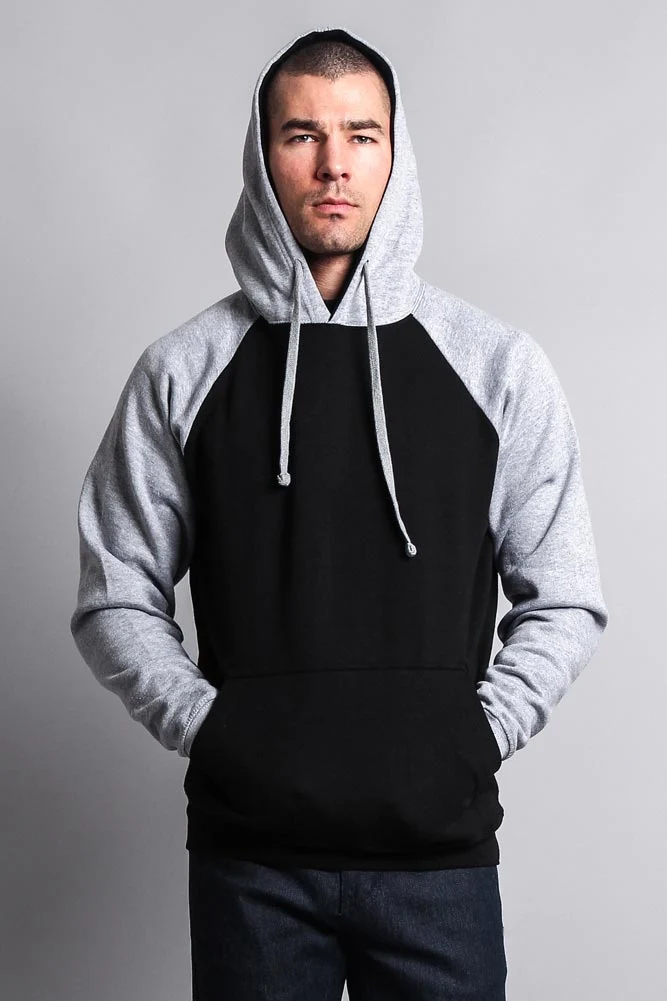 Contrast Raglan Sleeve Pullover Hoodie - Image 96