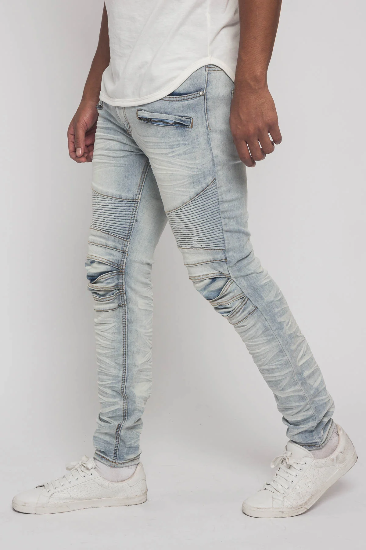 Creased Biker Denim Jeans - Image 17