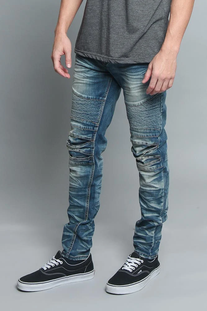 Creased Biker Denim Jeans - Image 2