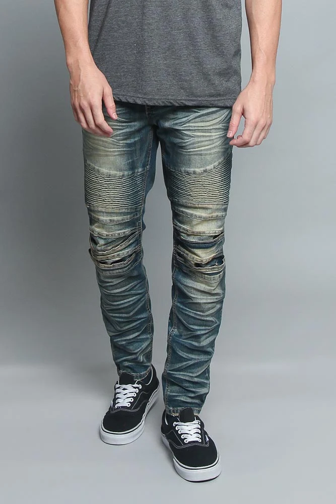 Creased Biker Denim Jeans - Image 27