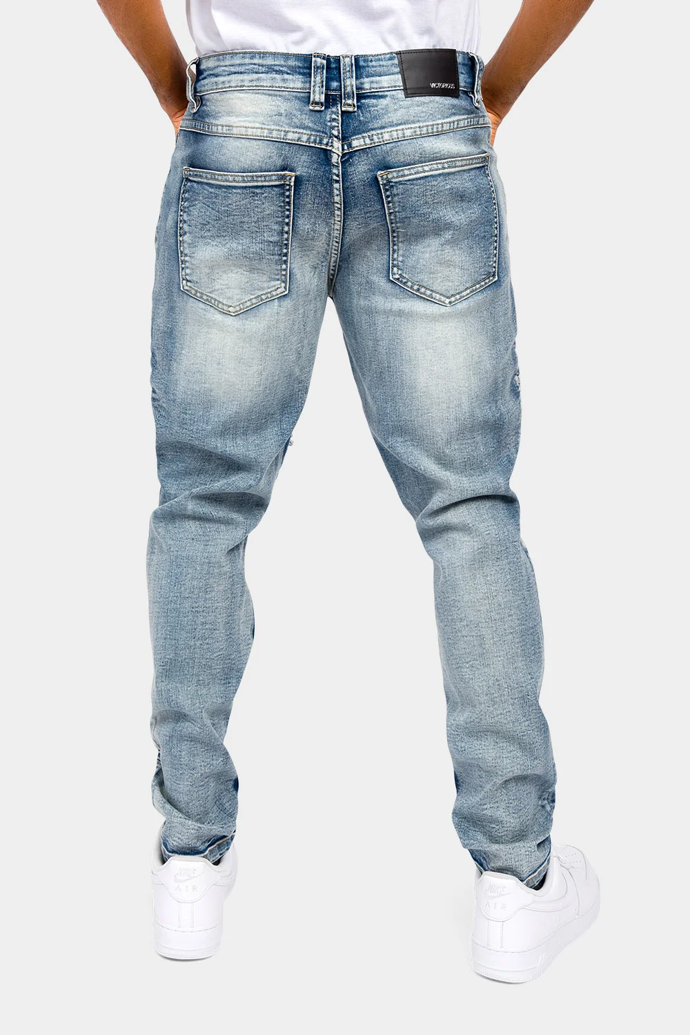 Crease Stacked Biker Denim Jeans - Image 3