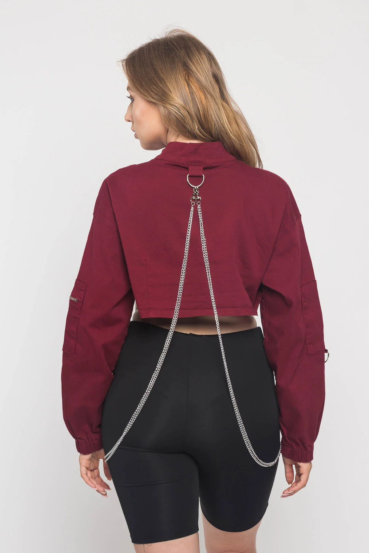 Cropped Shirt Jacket with Chains - Image 10
