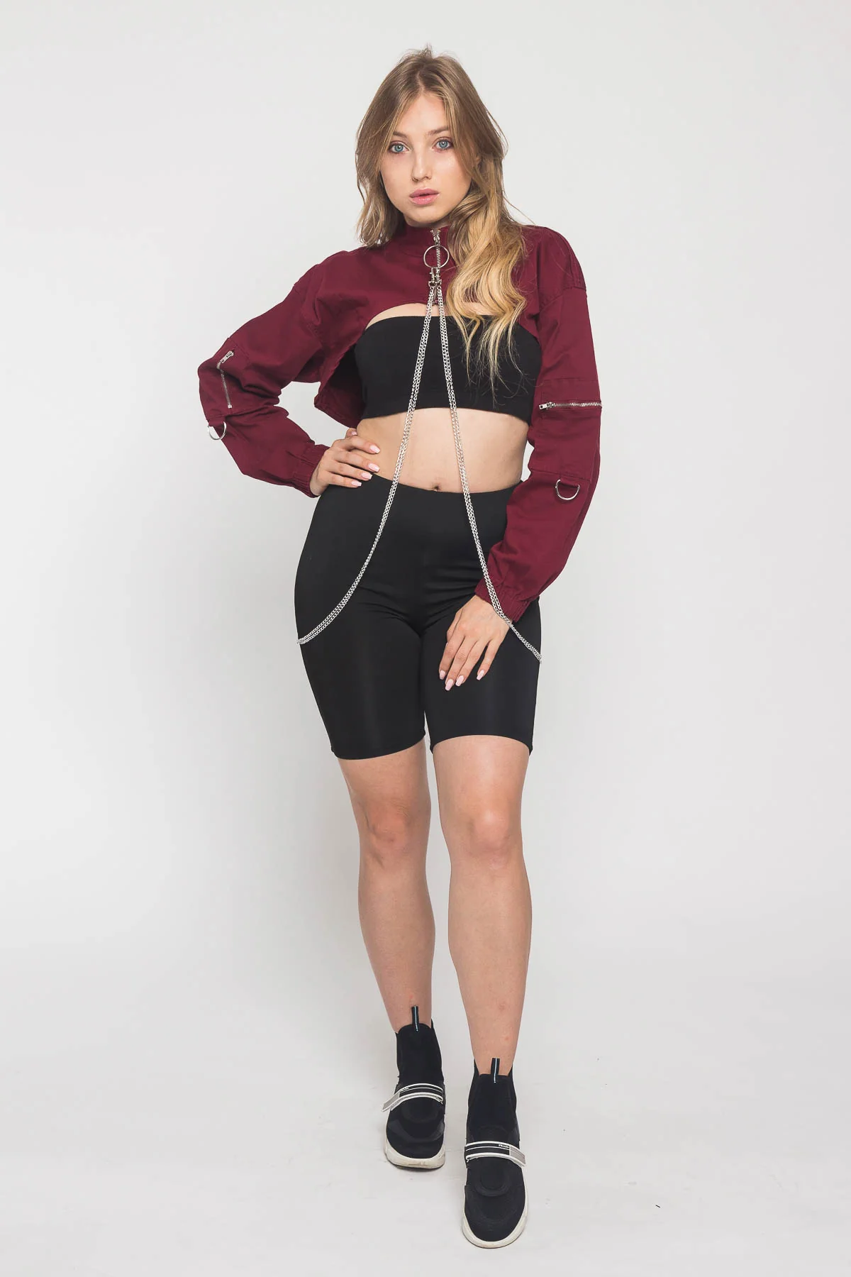 Cropped Shirt Jacket with Chains - Image 13