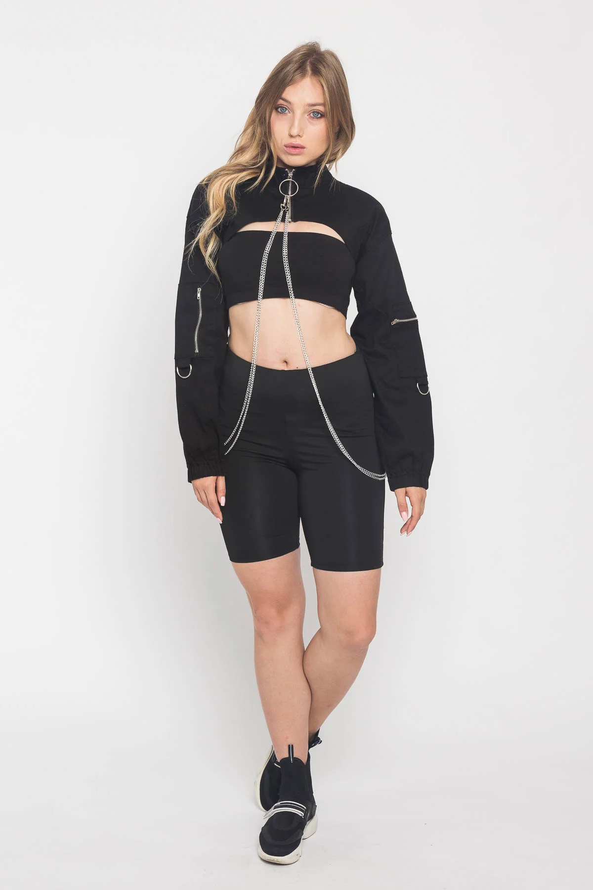 Cropped Shirt Jacket with Chains - Image 7