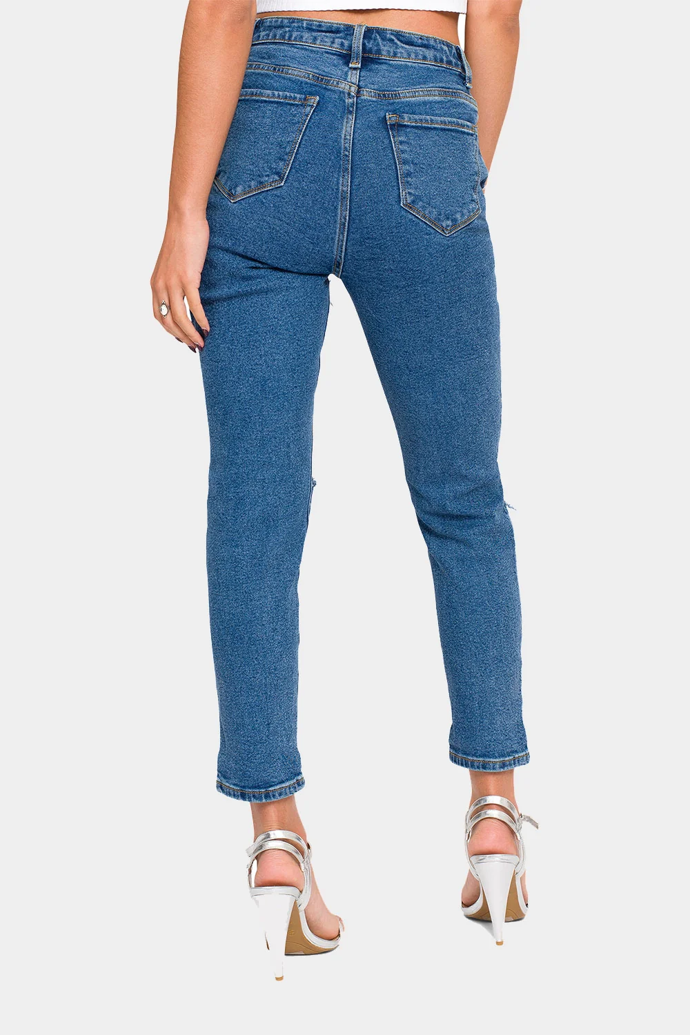 Destroyed Cropped High Rise Boyfriend Jeans - Image 14