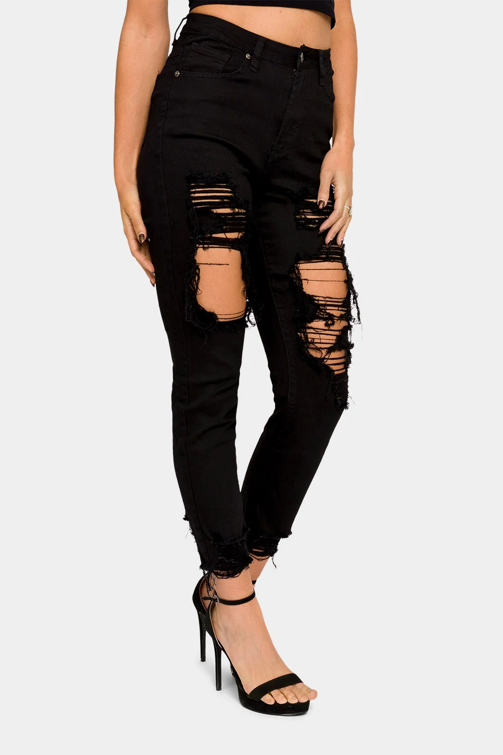 Destroyed High Rise Skinny Jeans - Image 5