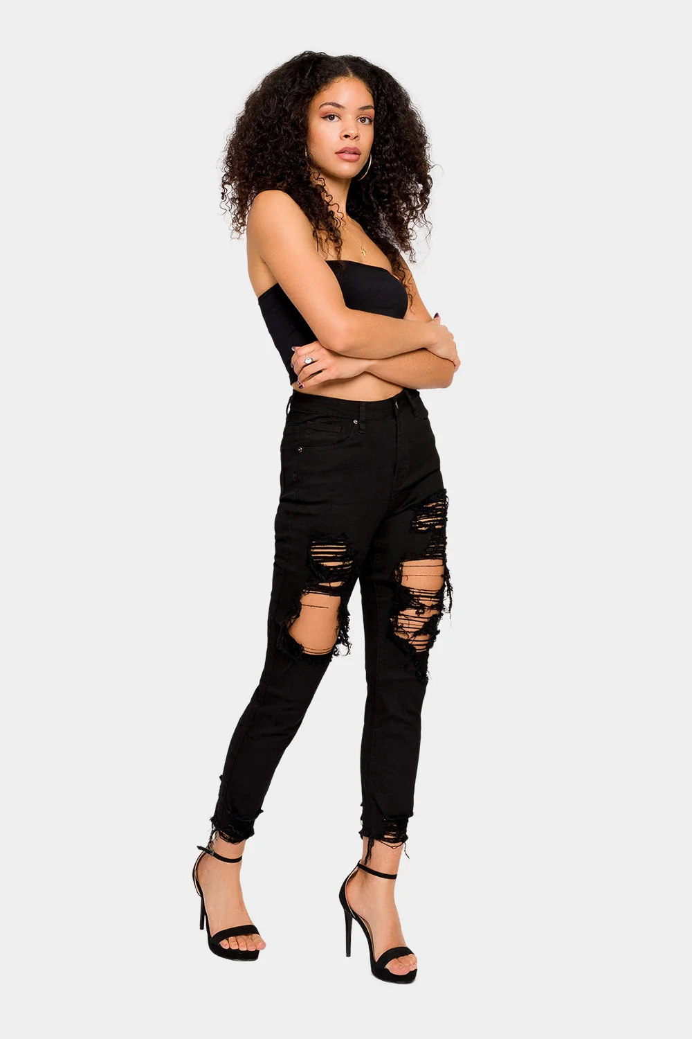 Destroyed High Rise Skinny Jeans - Image 7