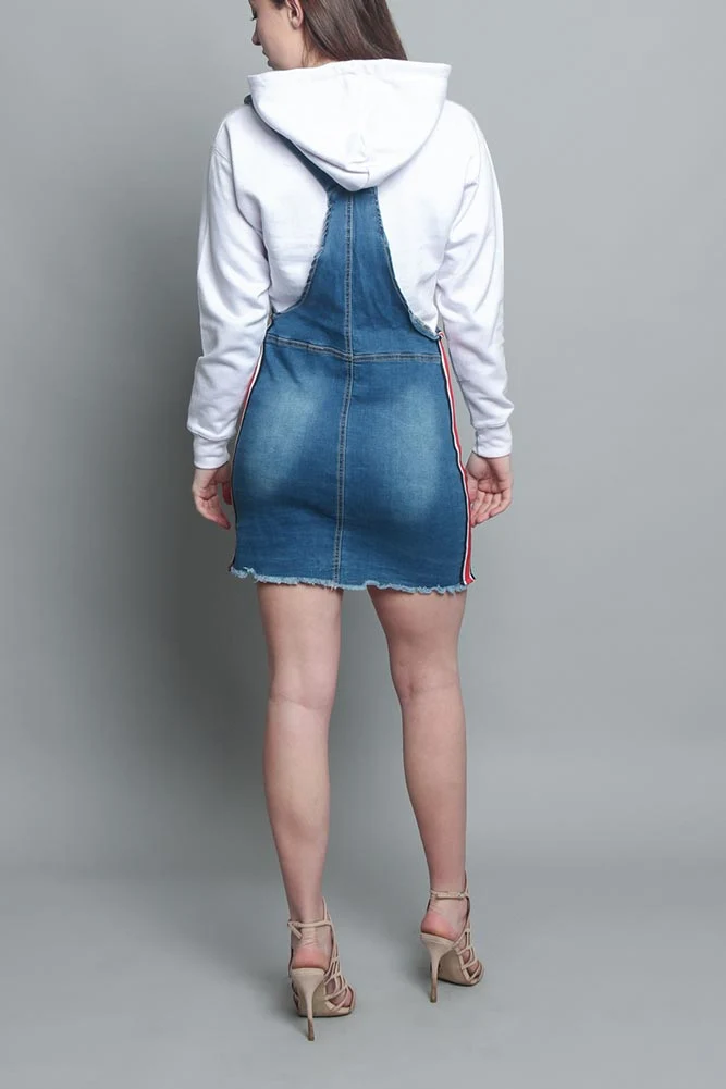 Destroyed Side Taped Denim Overall Dress - Image 3
