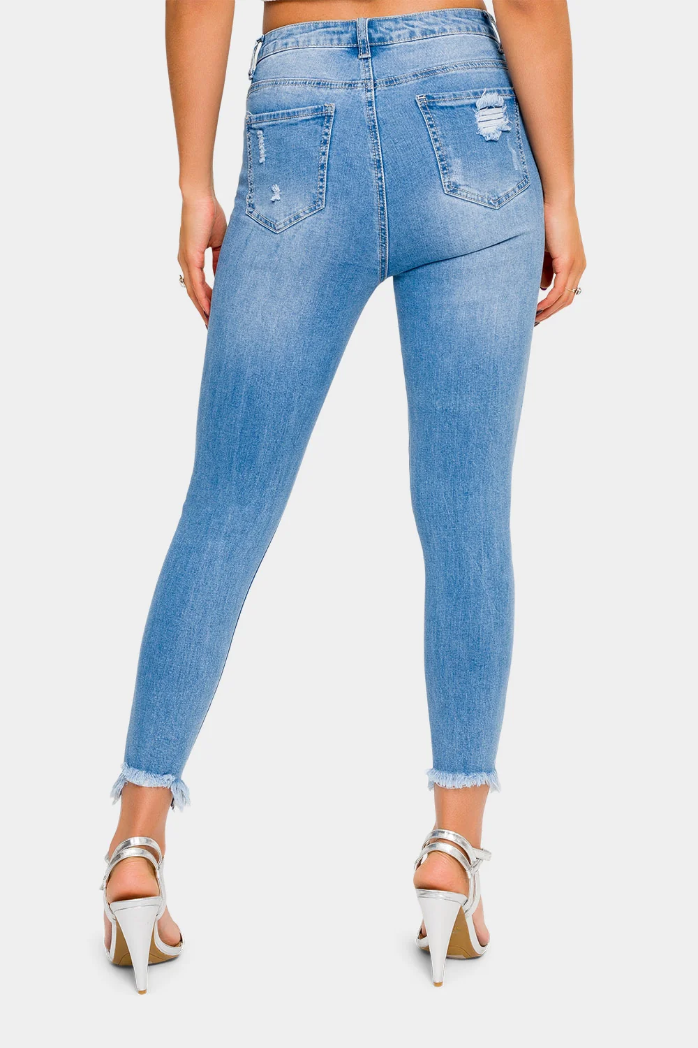 Distressed High Rise Skinny Jeans - Image 5