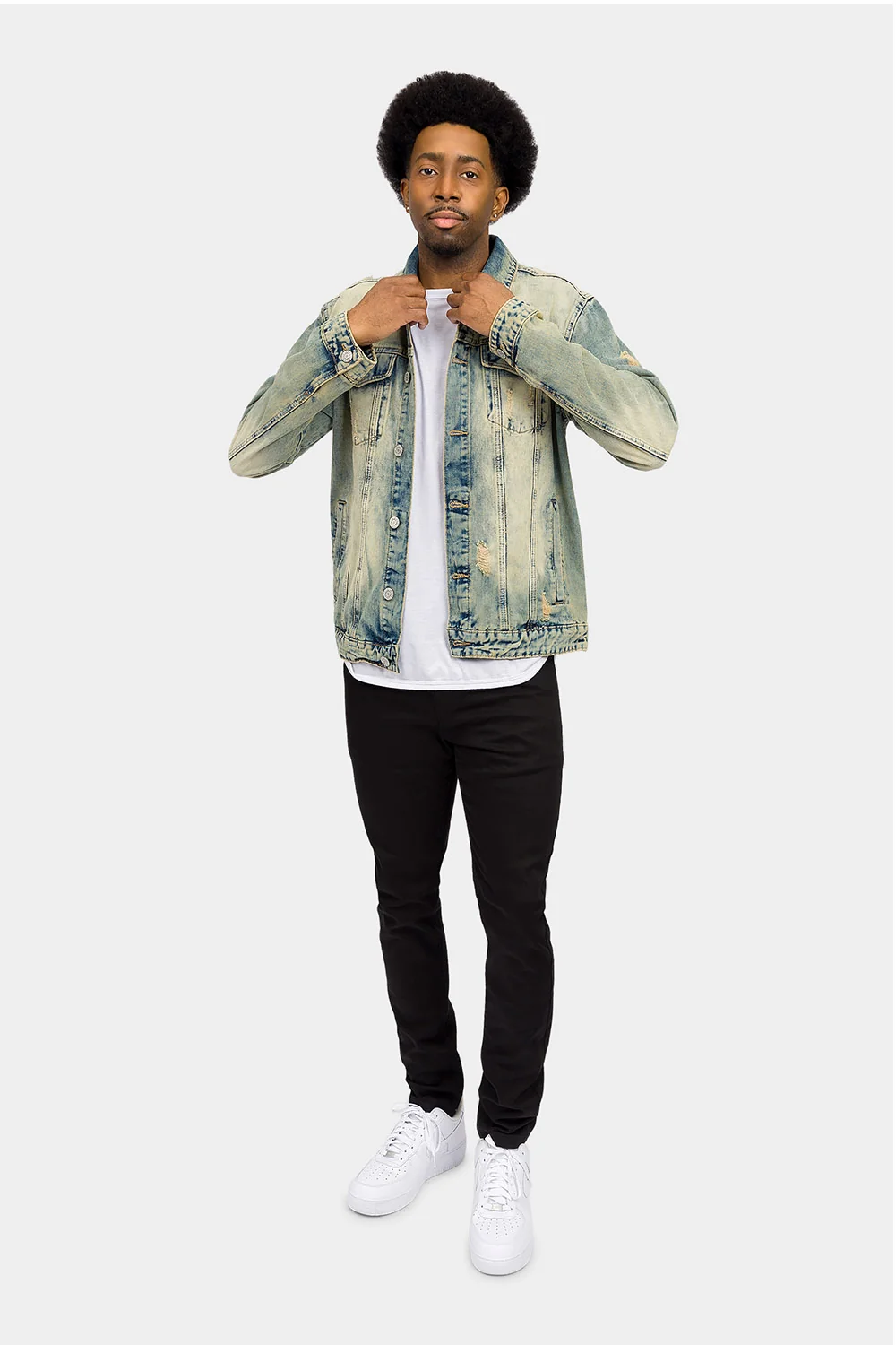 Distressed Lion Print Denim Jacket - Image 5