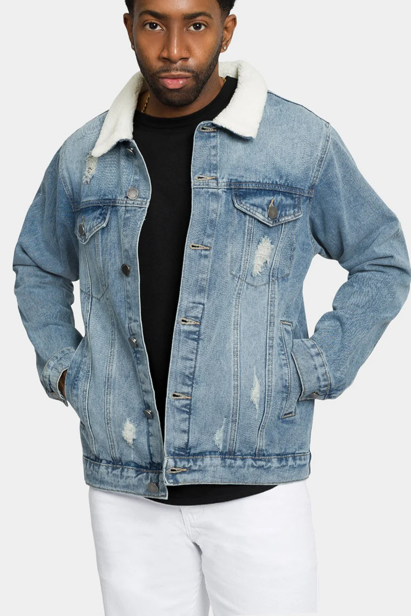 Distressed Sherpa Denim Jacket - Image 6