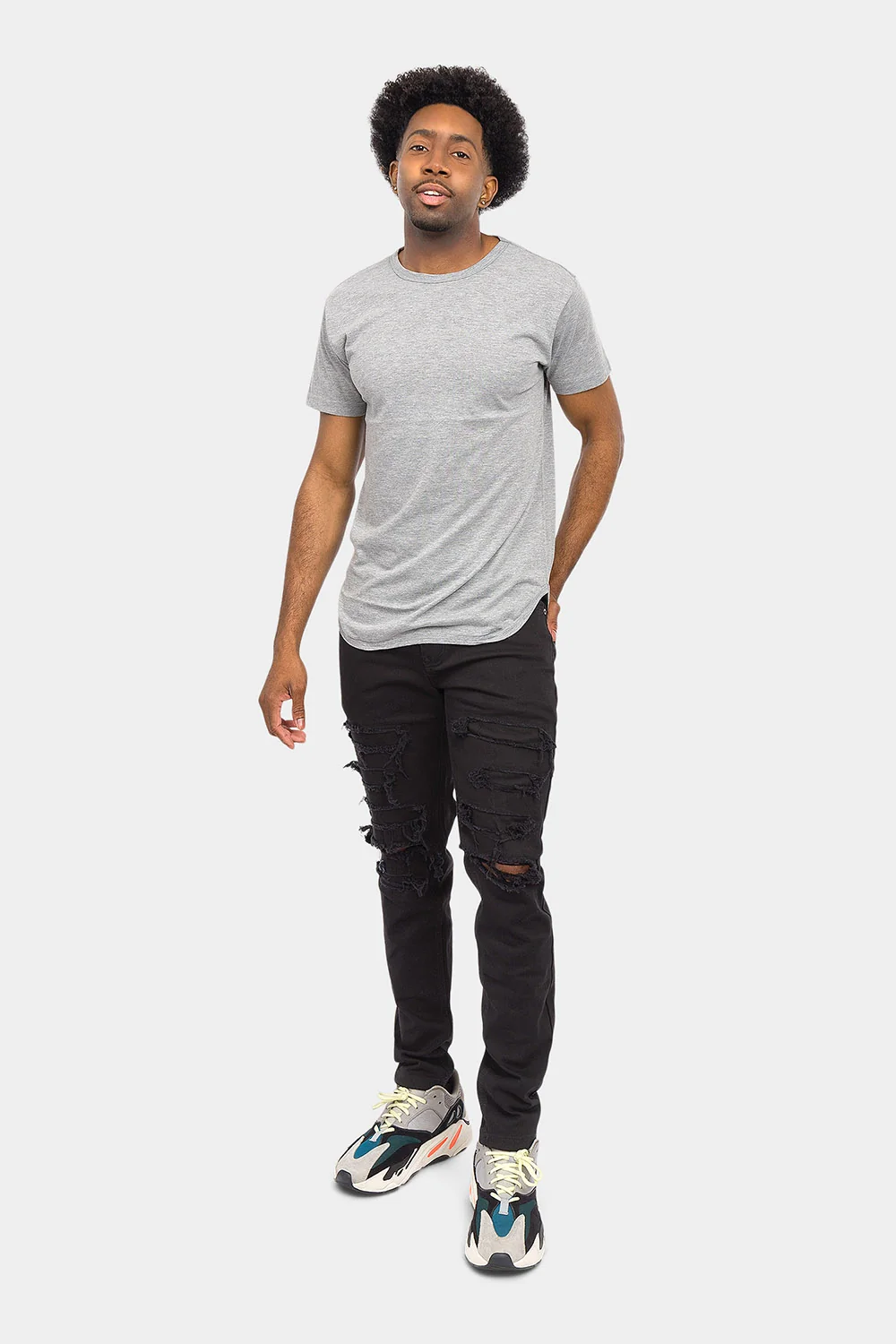 Distressed Solid Color Slim Fit Jeans - Image 10