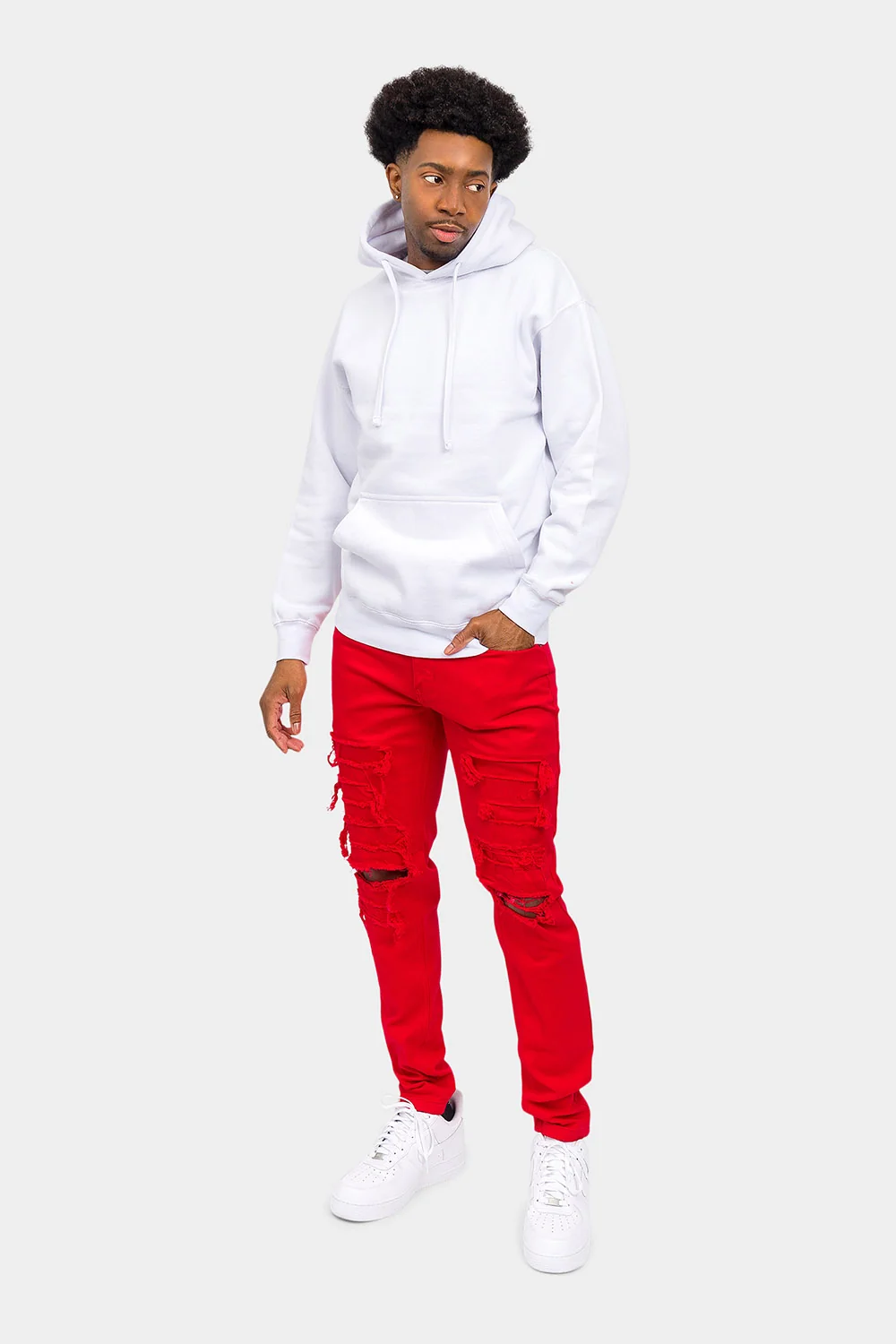 Distressed Solid Color Slim Fit Jeans - Image 20