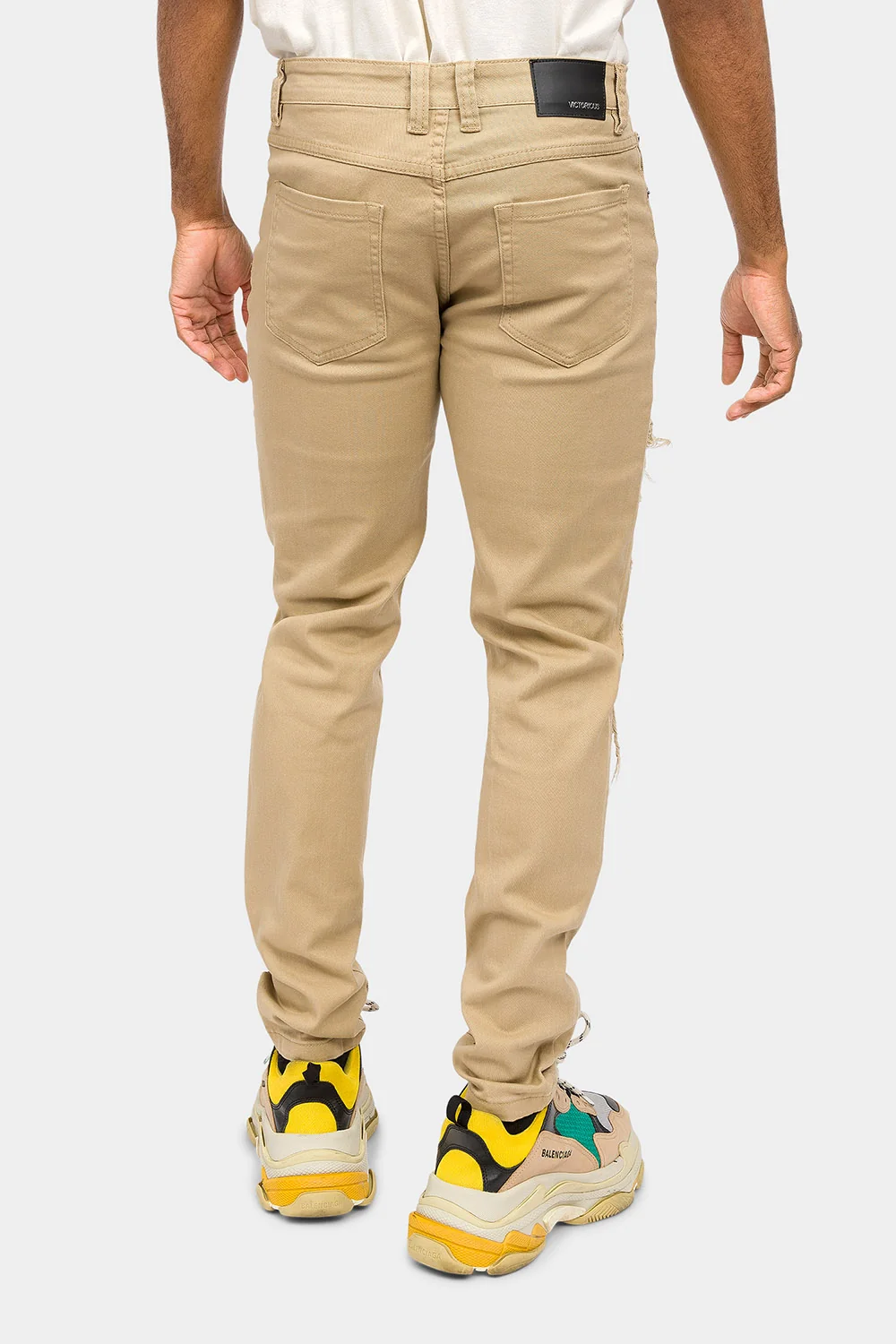 Distressed Solid Color Slim Fit Jeans - Image 3