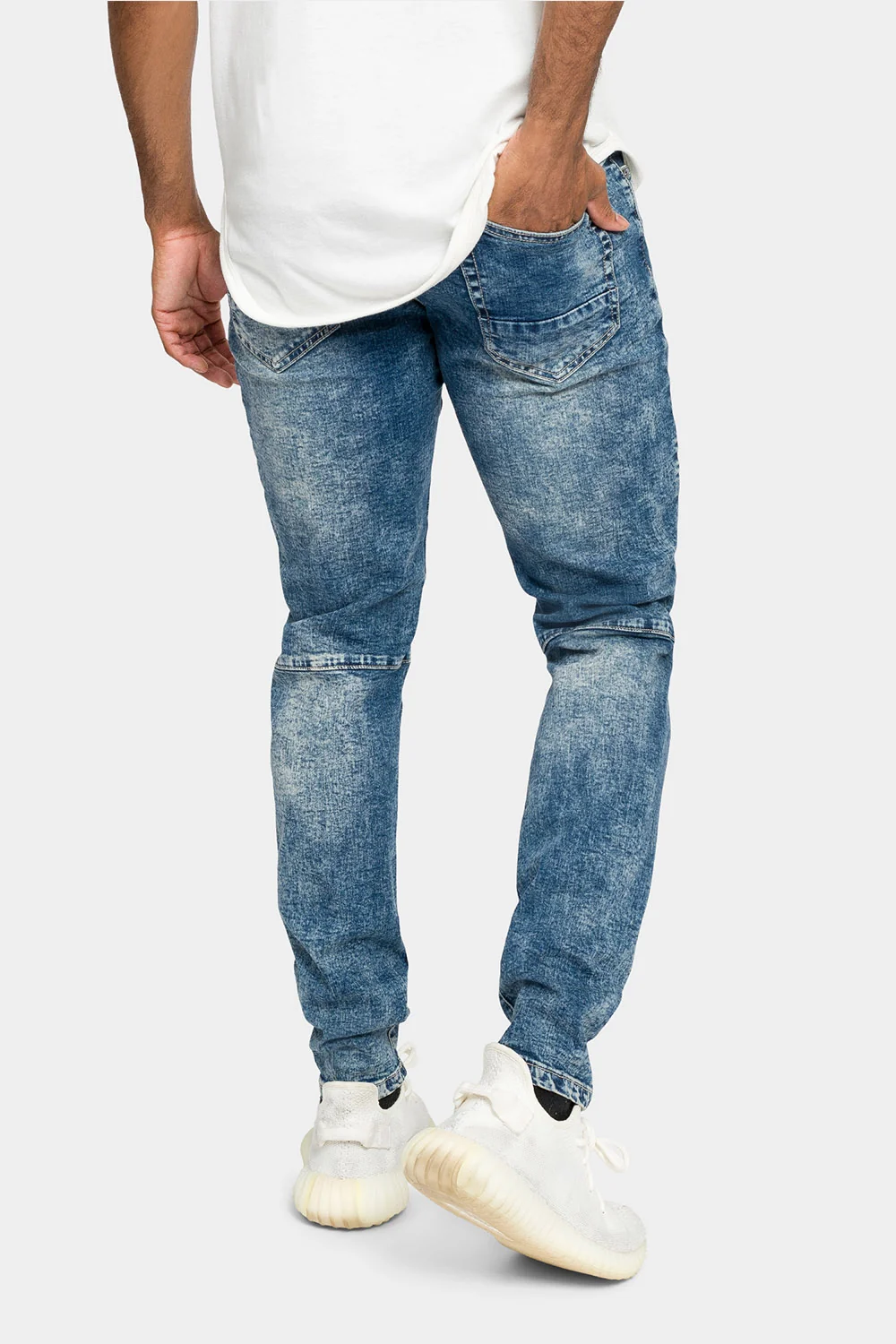 Distressed Stitch Stacked Moto Biker Jeans - Image 3