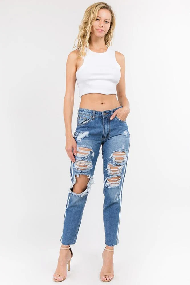 Distressed Two Striped Jeans - Image 6