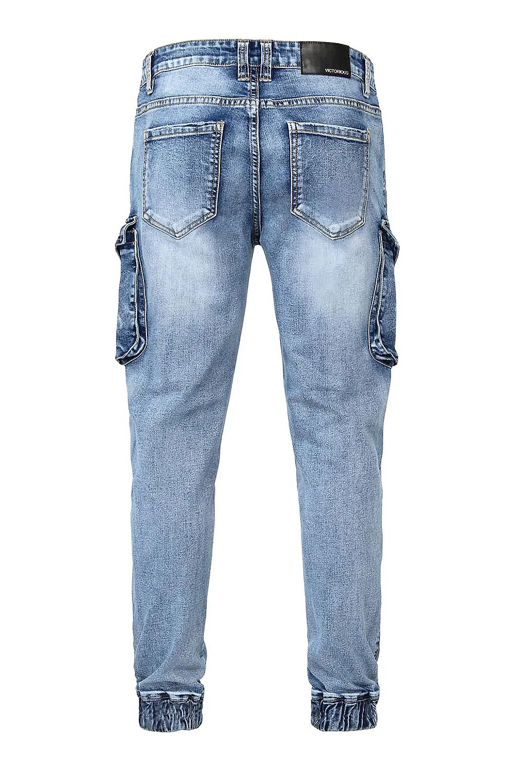 Distressed Washed Cargo Denim Joggers - Image 3