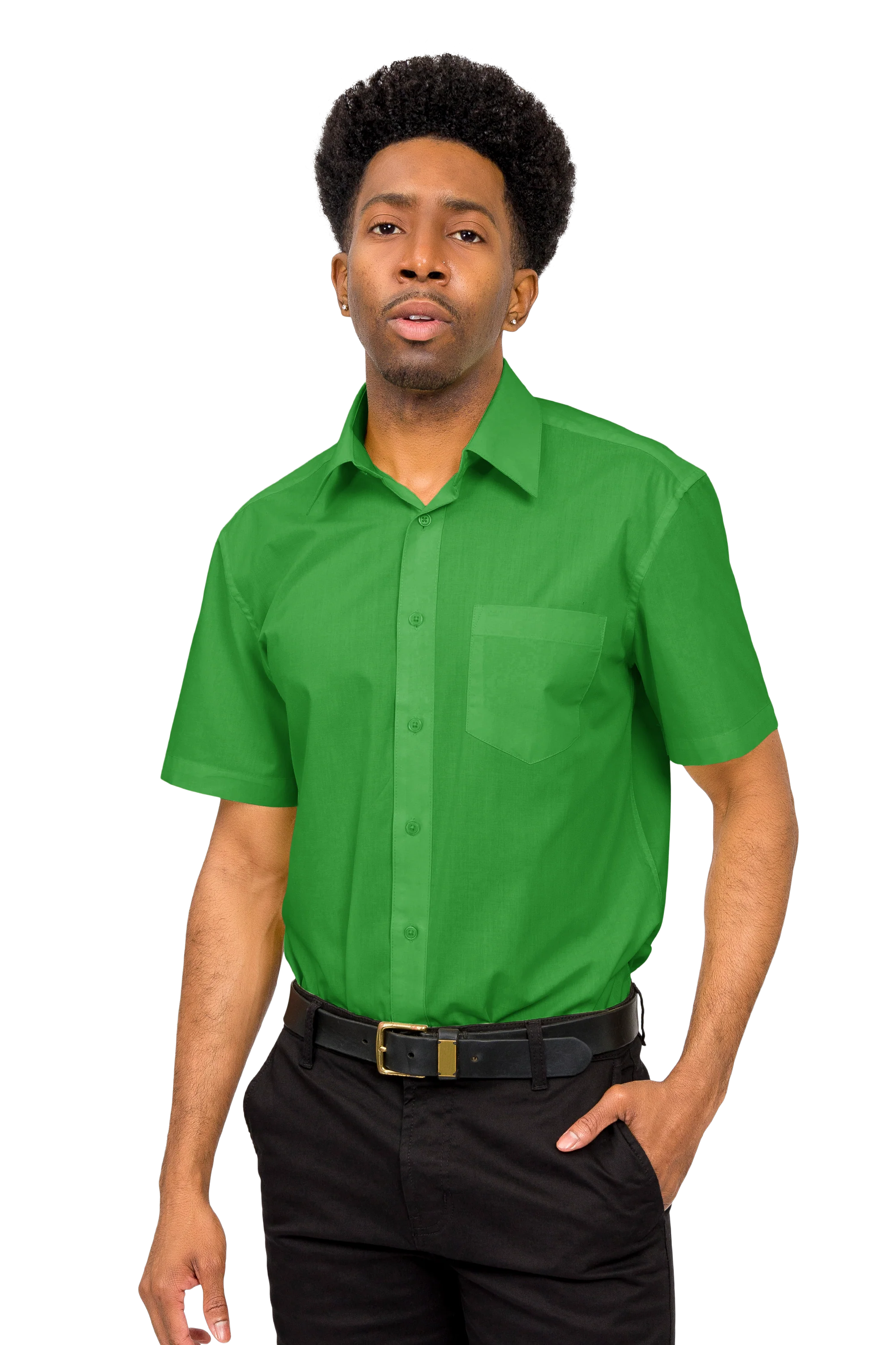 Men's Regular Fit Short Sleeve Solid Color Dress Shirts - Image 135